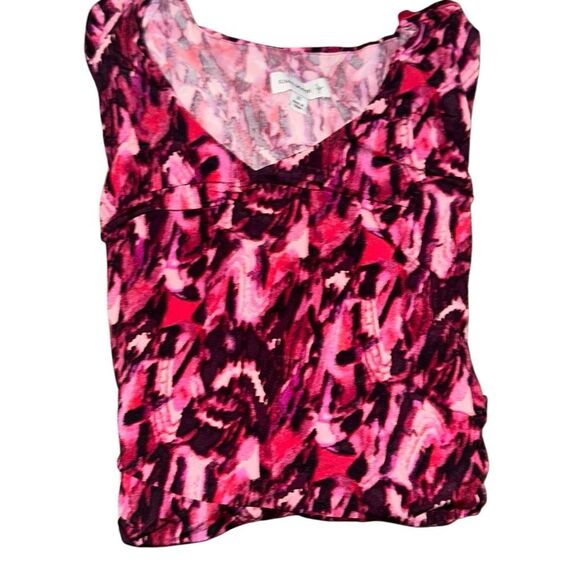 Susan Graver Tops - Susan Graver Womens 2X Liquid Knit Tiered Top Ikat Print Pink 3/4 Sleeves NWT